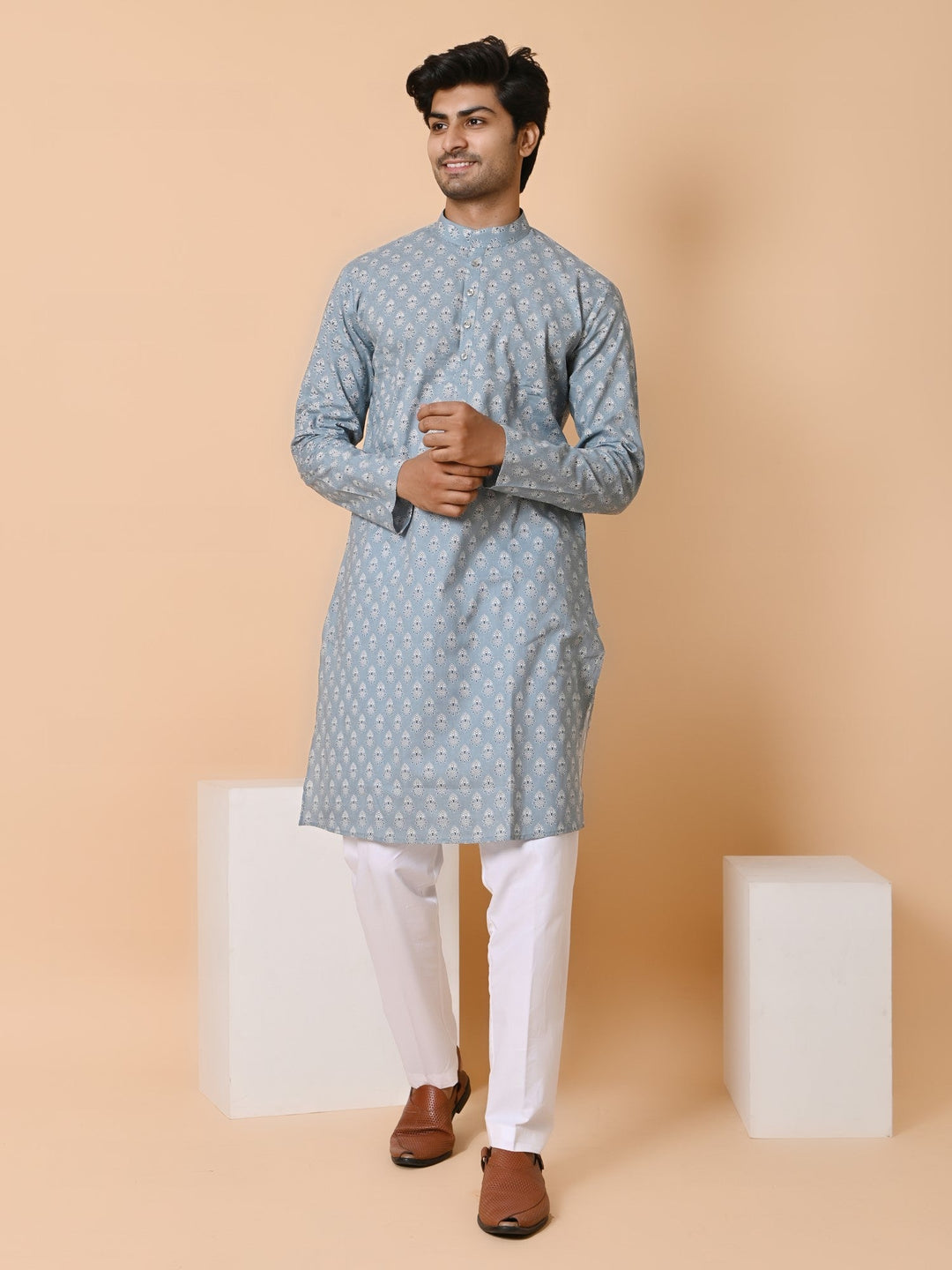 Ethnic Motifs Grey Only Kurta