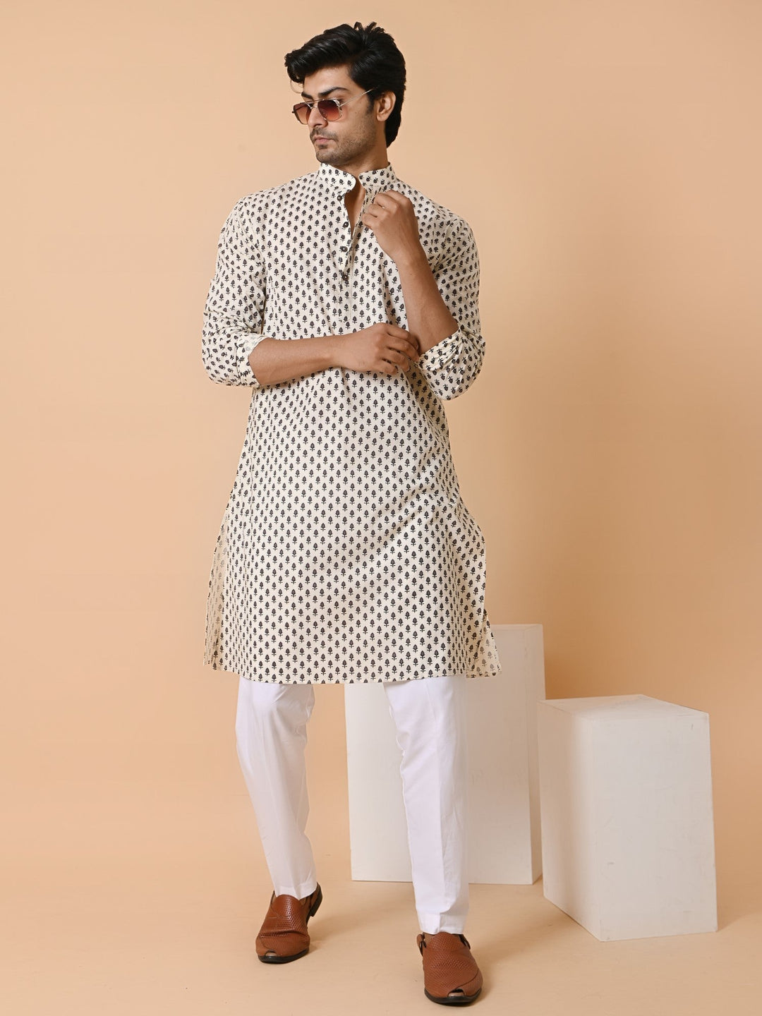 Floral Cream Only Kurta