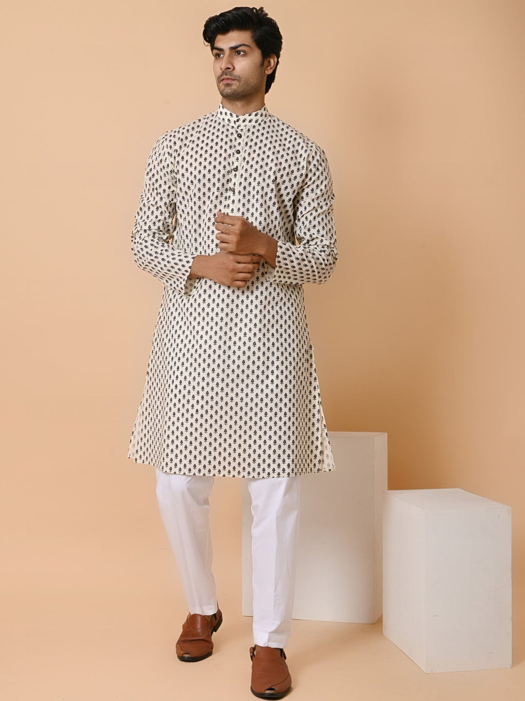 Floral Cream Only Kurta