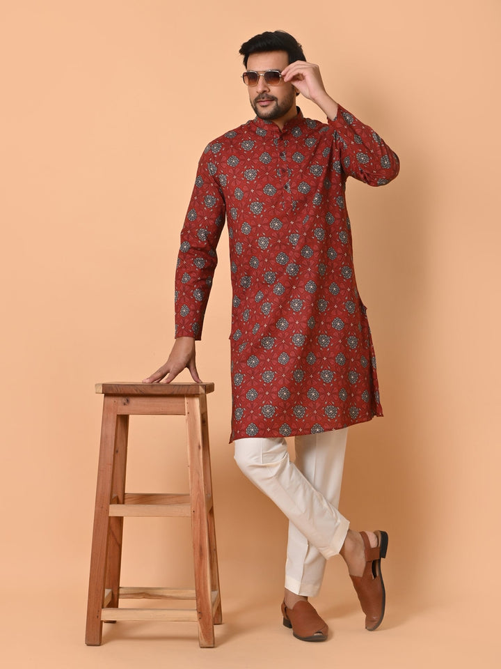 Floral Maroon Only Kurta