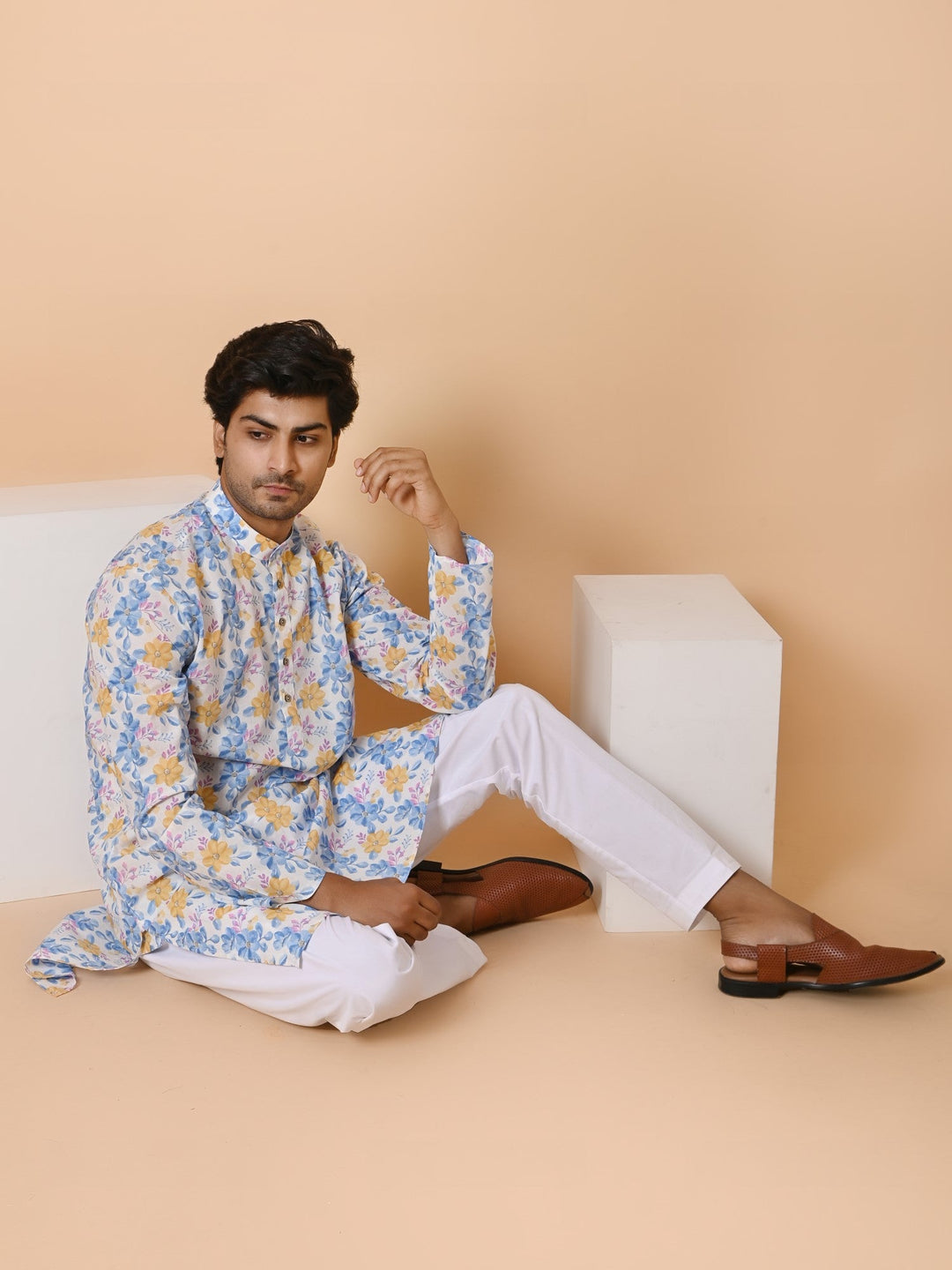 Floral Blue Only Kurta