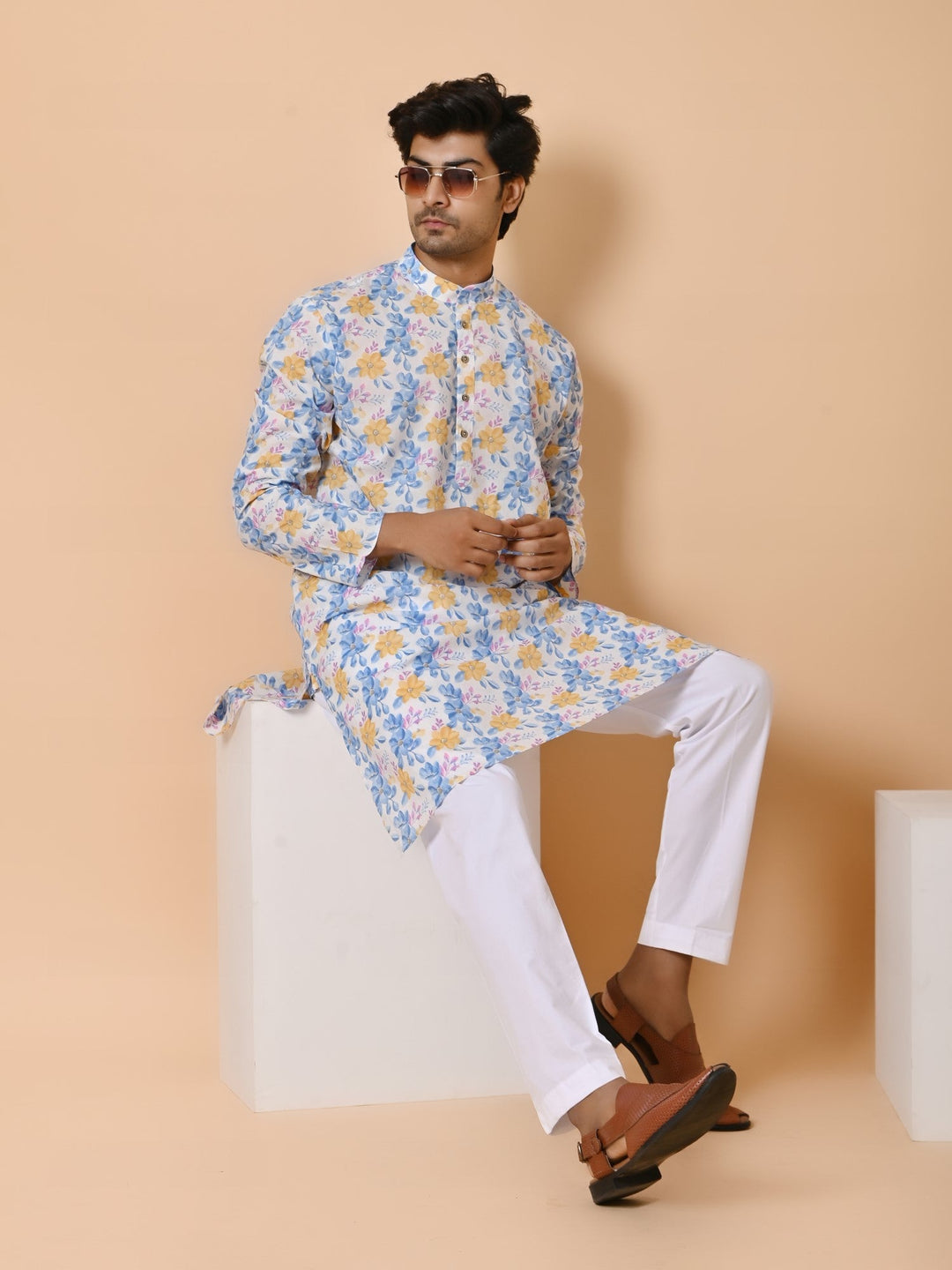 Floral Blue Only Kurta