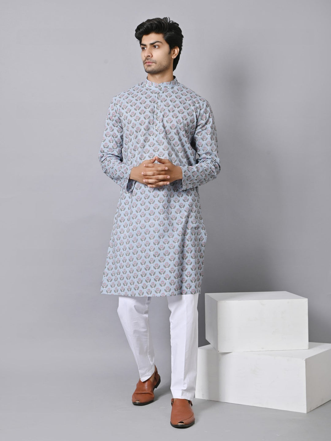 Floral Grey Only Kurta