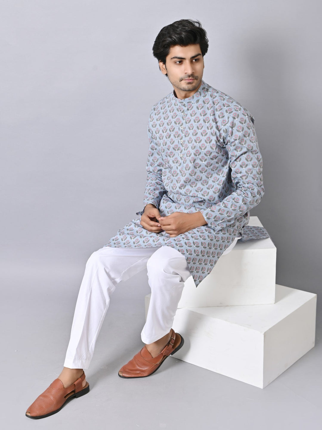 Floral Grey Only Kurta