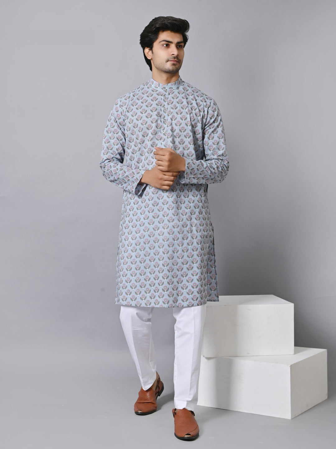 Floral Grey Only Kurta