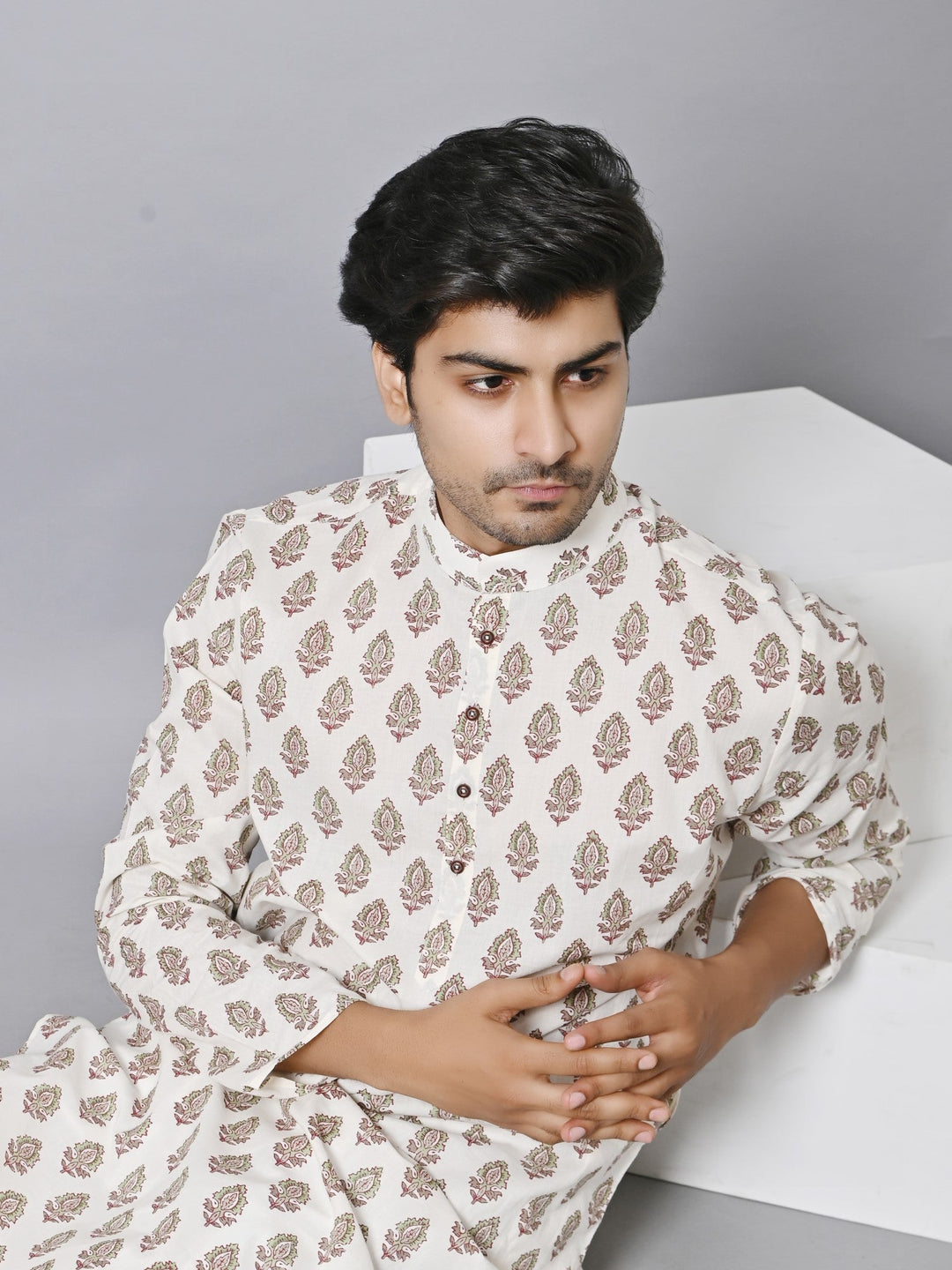 Floral Cream Only Kurta