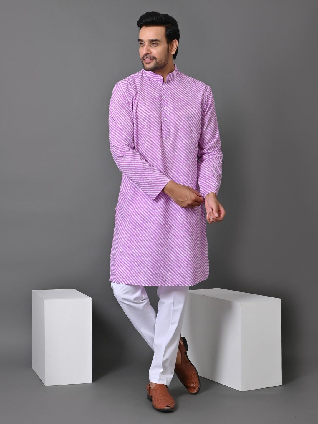 Leheriya Purple Only Kurta