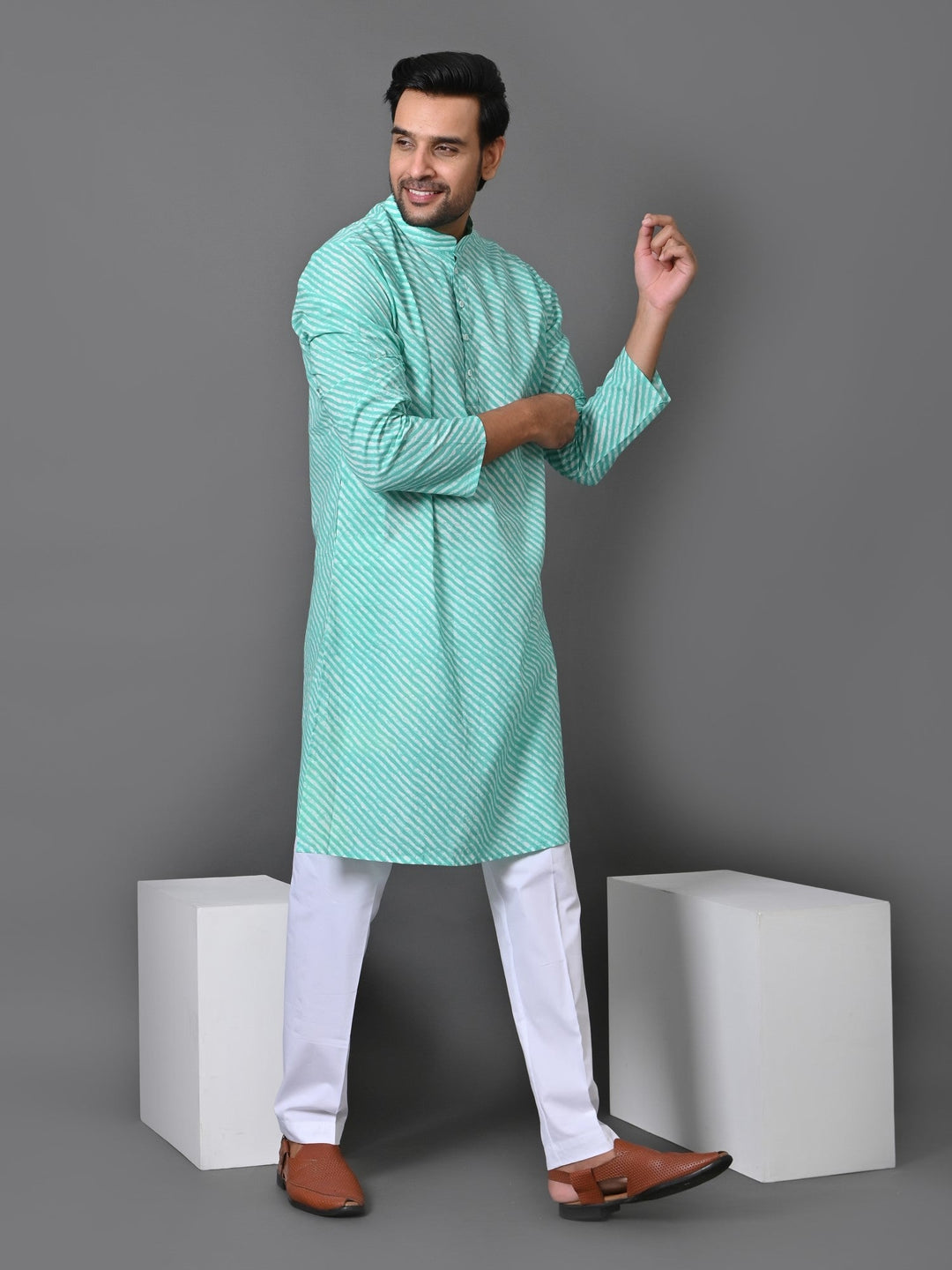 Leheriya Green Only Kurta