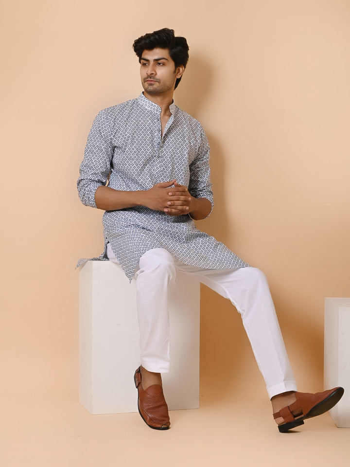 Geometric Grey Only Kurta