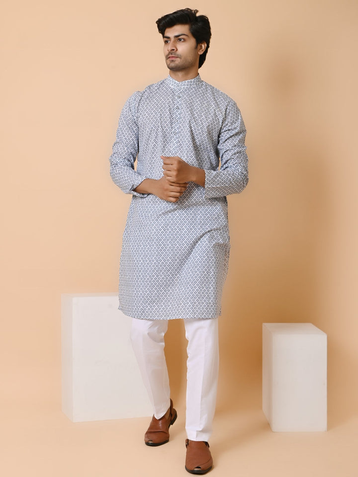 Geometric Grey Only Kurta