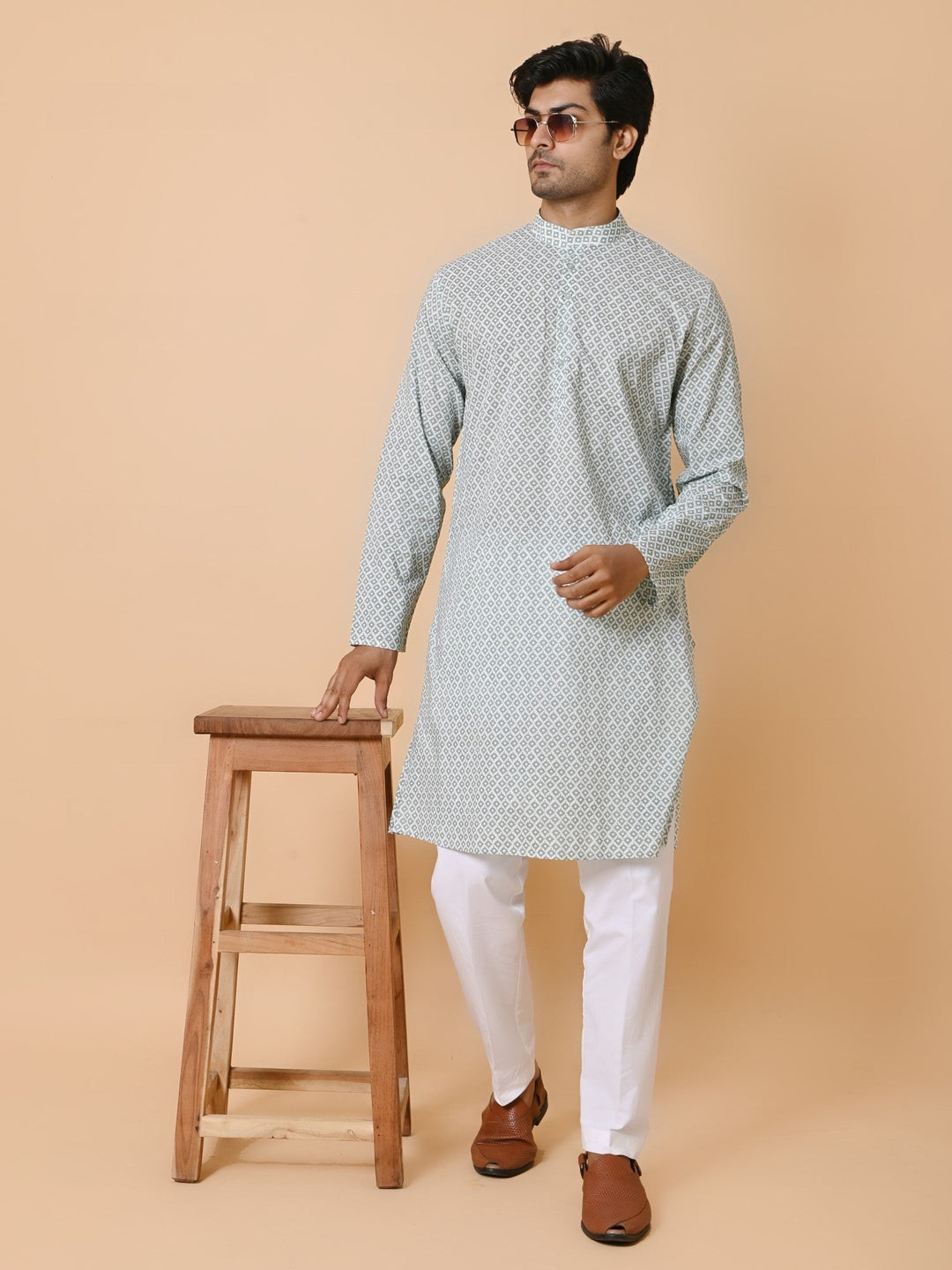 Geometric Green Only Kurta