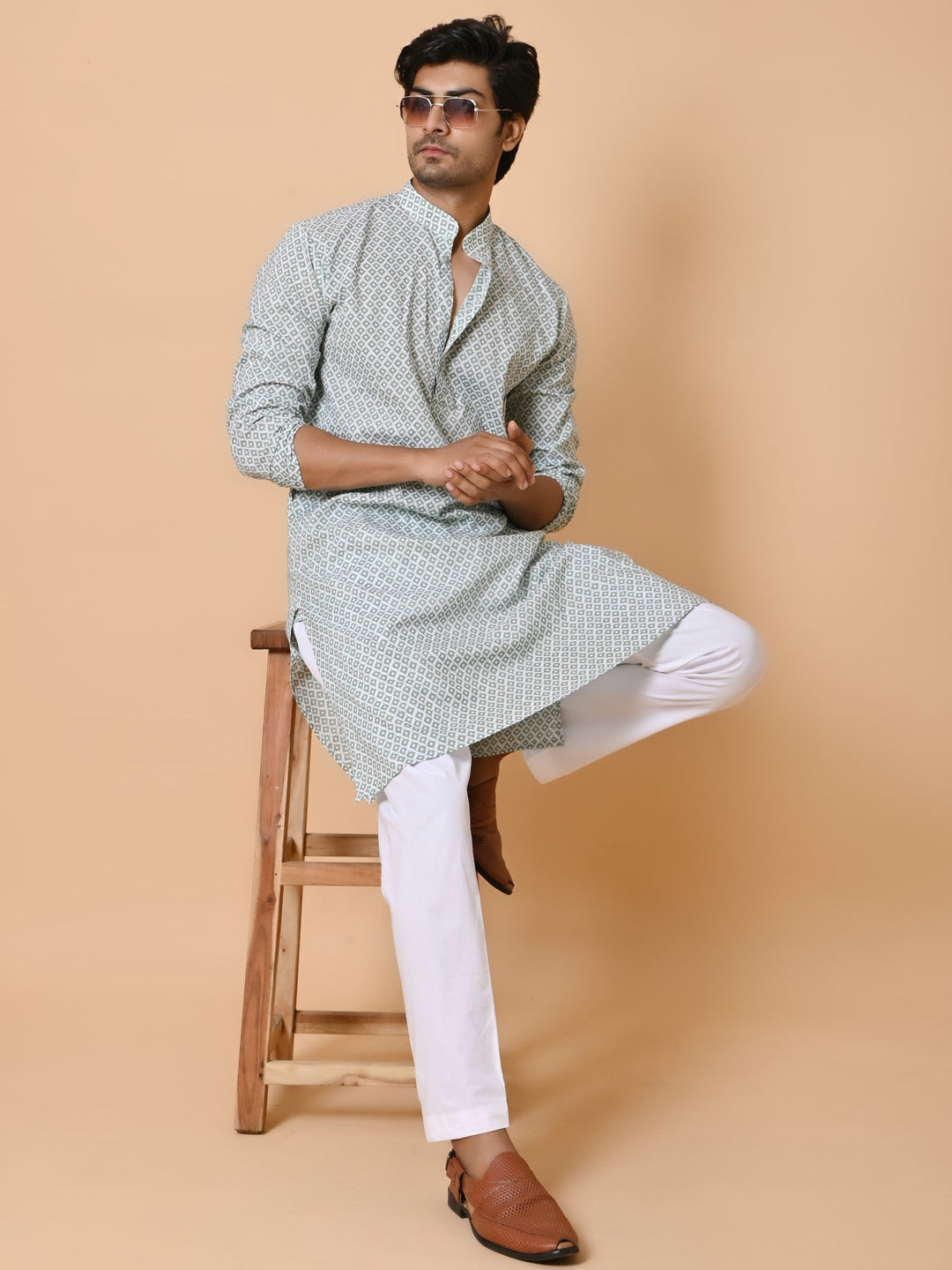 Geometric Green Only Kurta