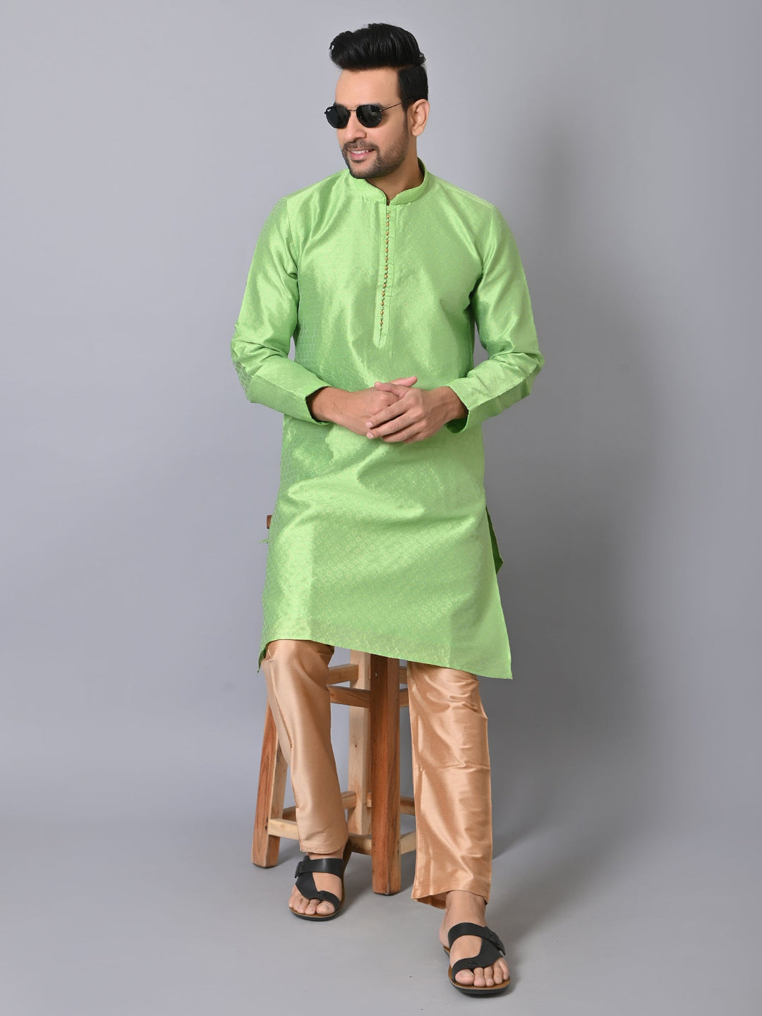 Textured Green Kurta Set