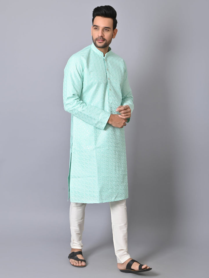 Leafs Sea Green Kurta Set