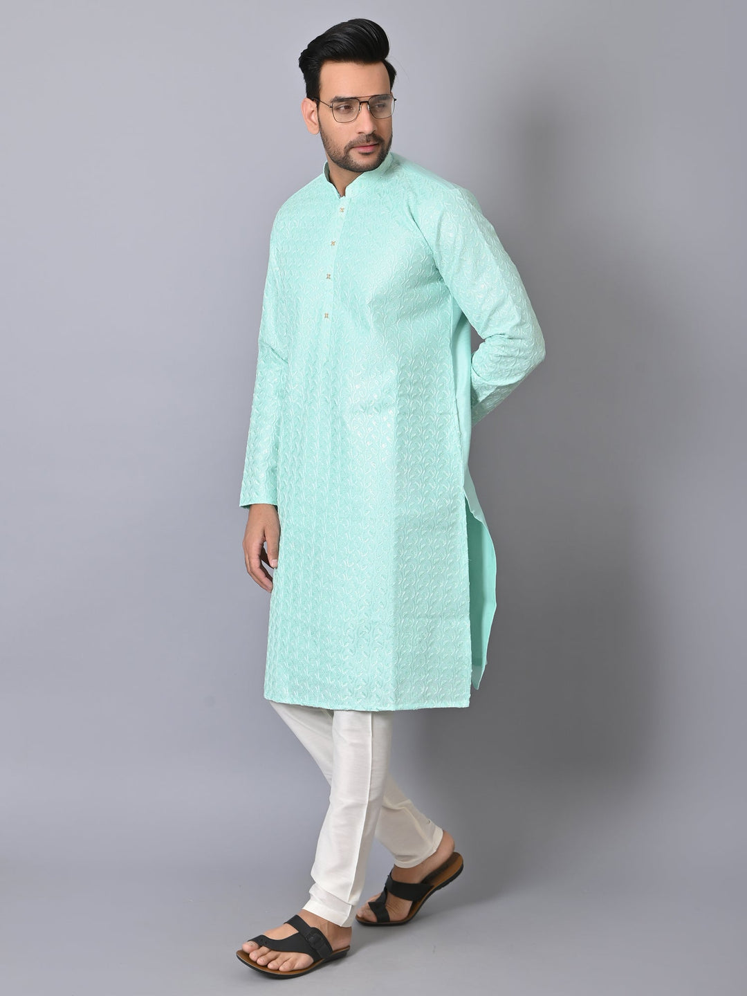 Leafs Sea Green Kurta Set