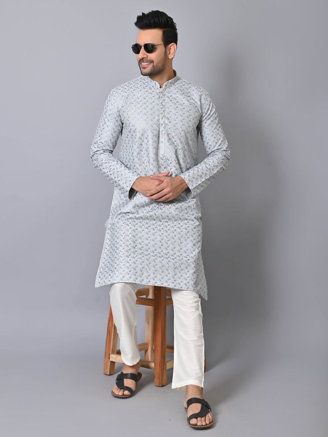 Leafs Grey Kurta Set