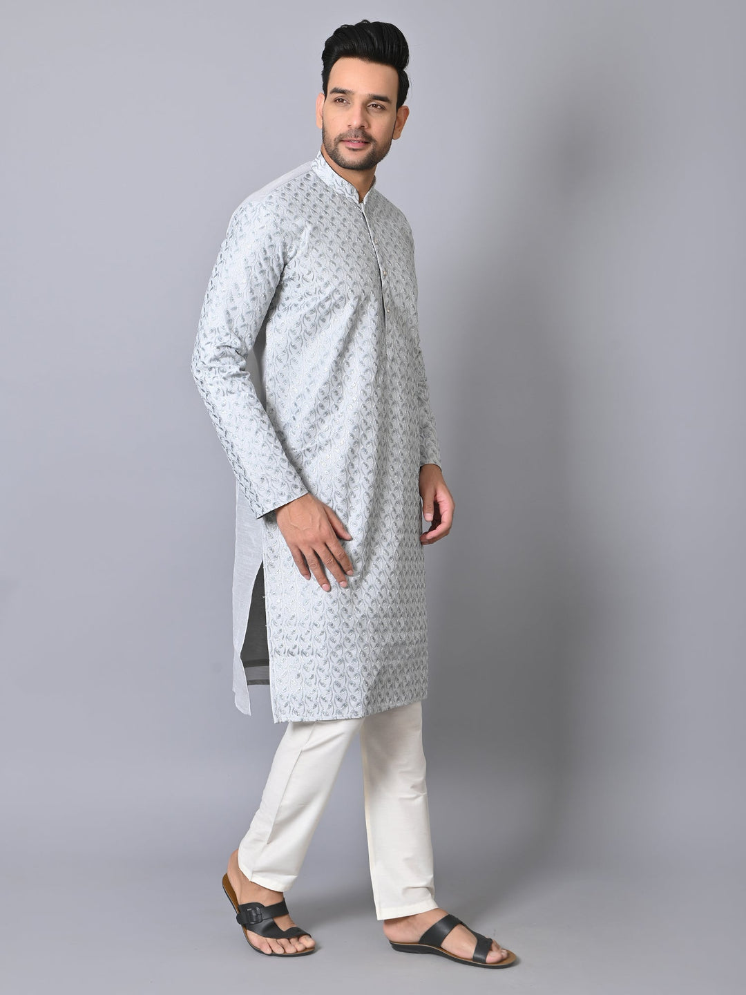 Leafs Grey Kurta Set