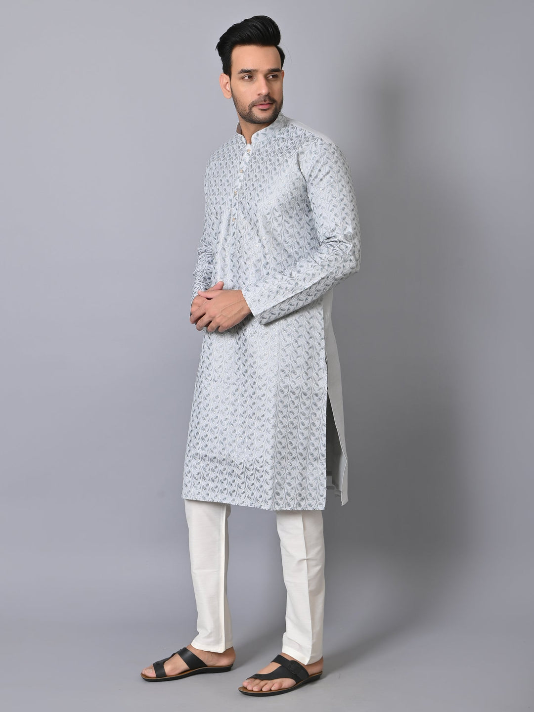 Leafs Grey Kurta Set