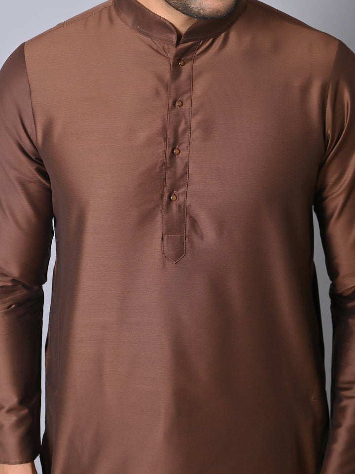 Solid Coffee Brown Kurta Set