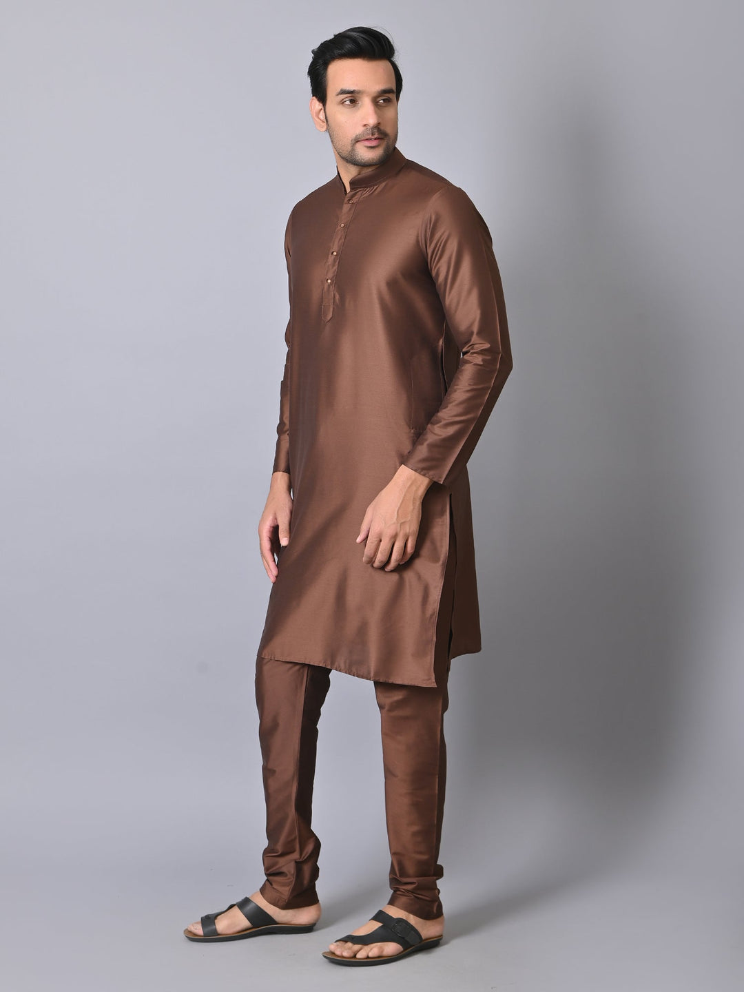 Solid Coffee Brown Kurta Set