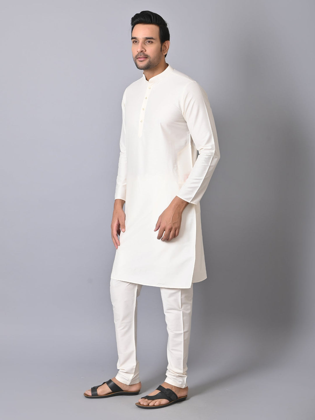 Solid Off White Kurta Set