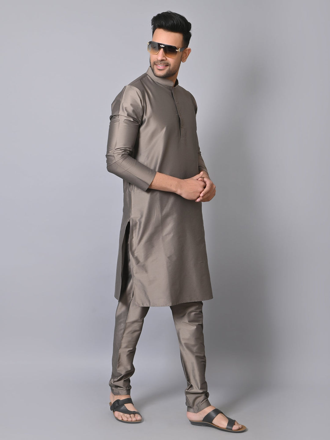 Solid Grey Kurta Set