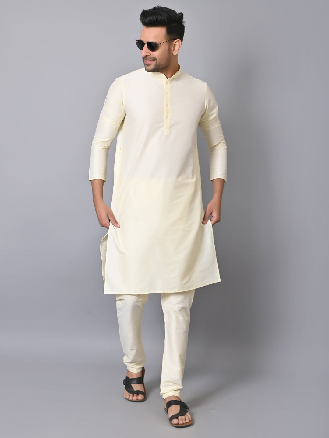 Solid Cream Kurta Set