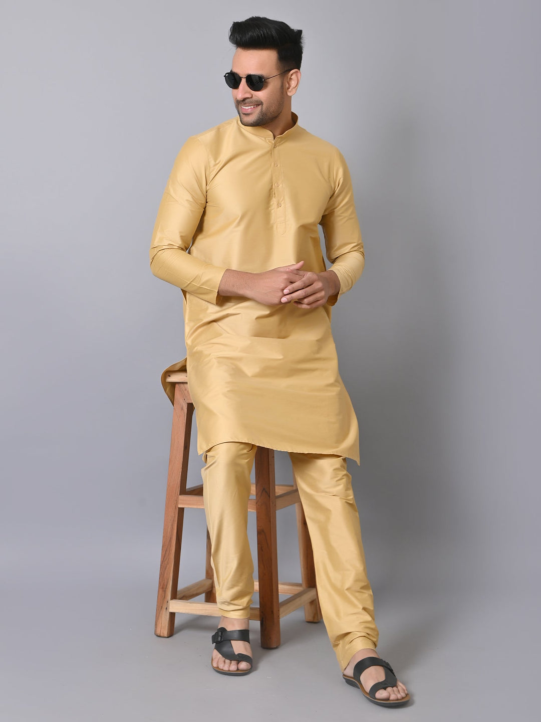 Solid Gold Kurta Set