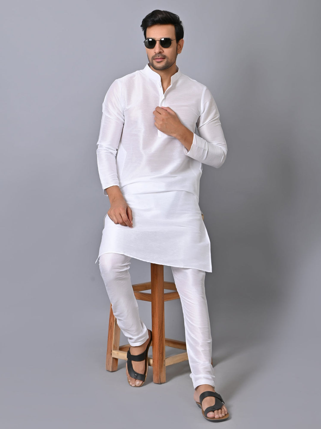 Solid Cream Kurta Set