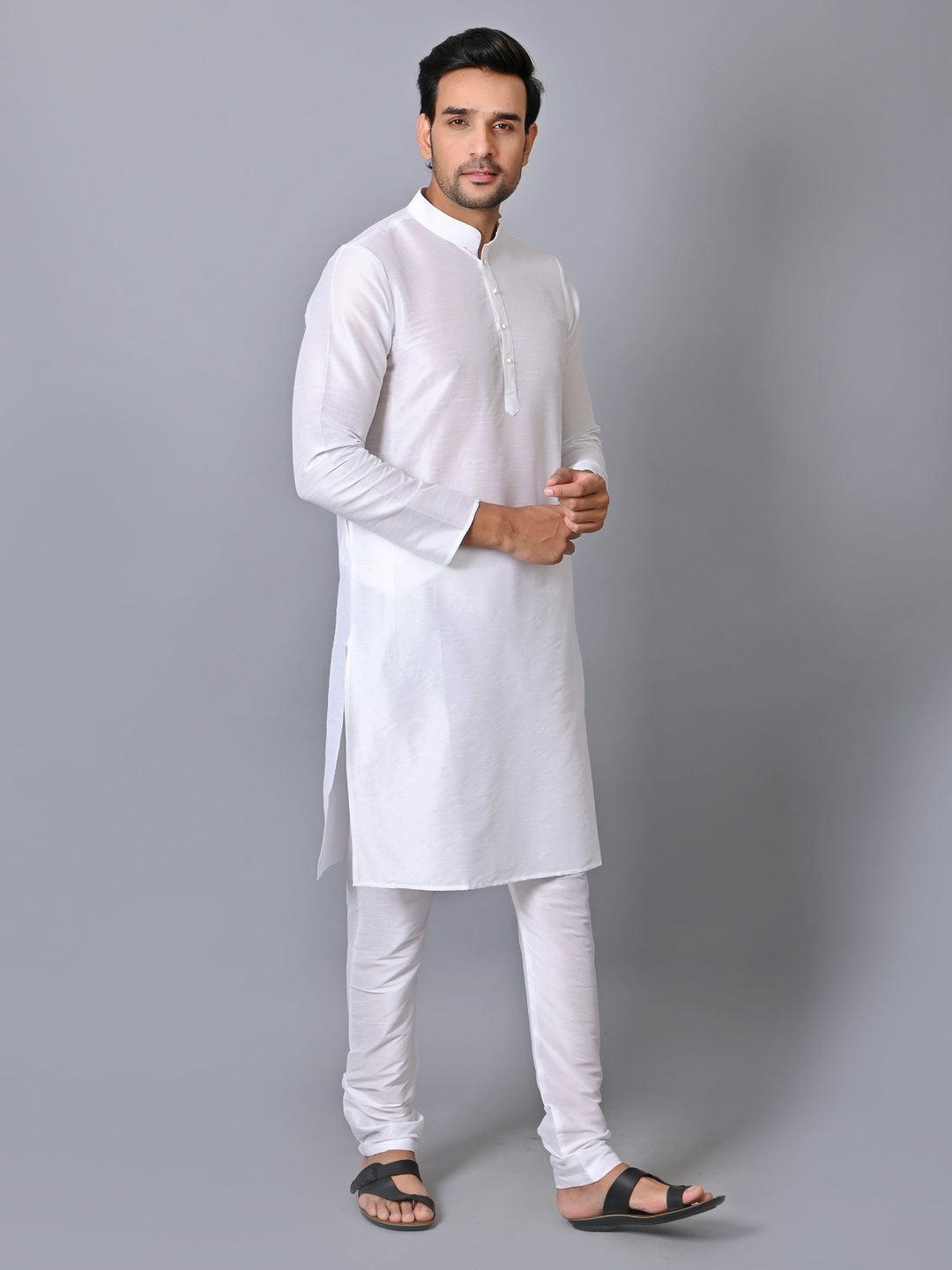 Solid Cream Kurta Set