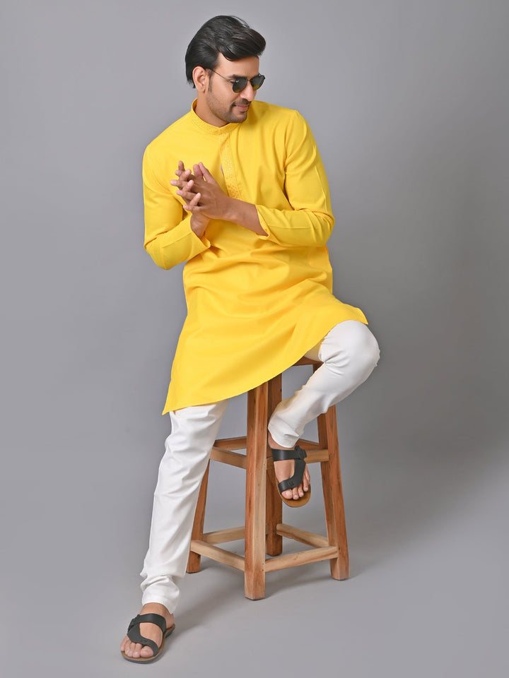 Solid Yellow Kurta Set