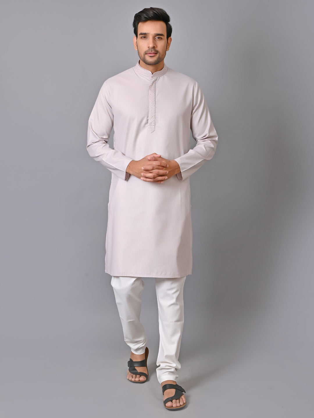 Solid Grey Kurta Set