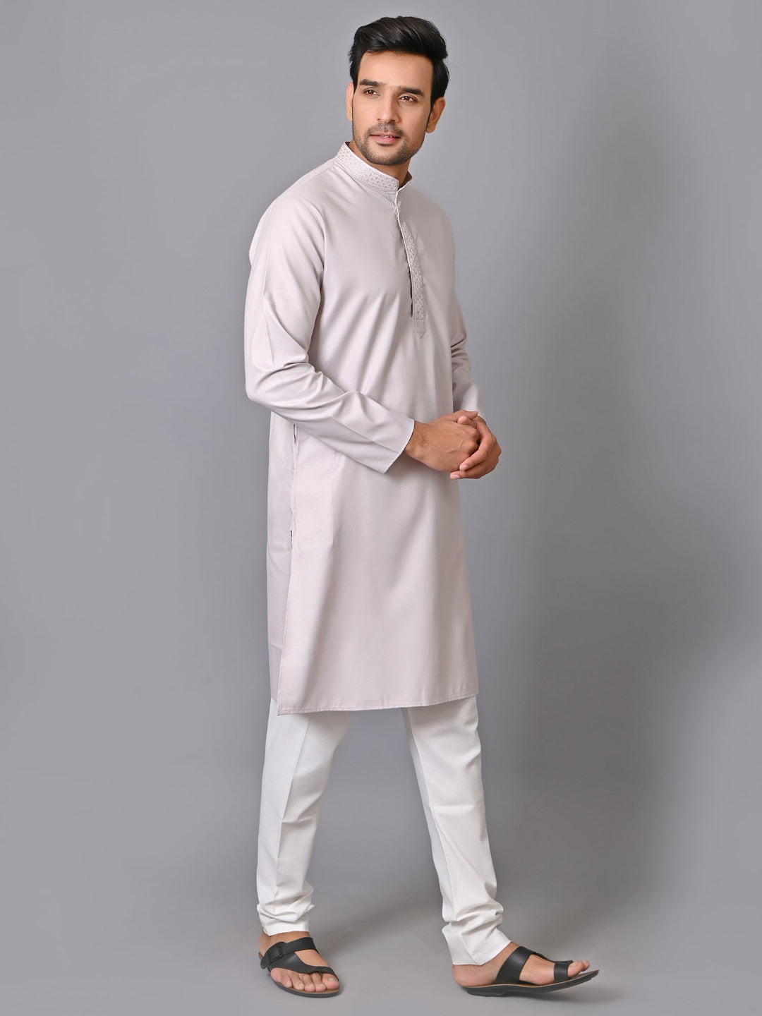 Solid Grey Kurta Set
