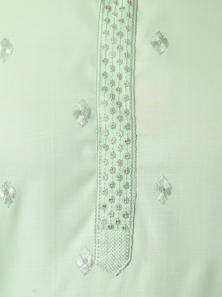 Woven Design Green Kurta Set