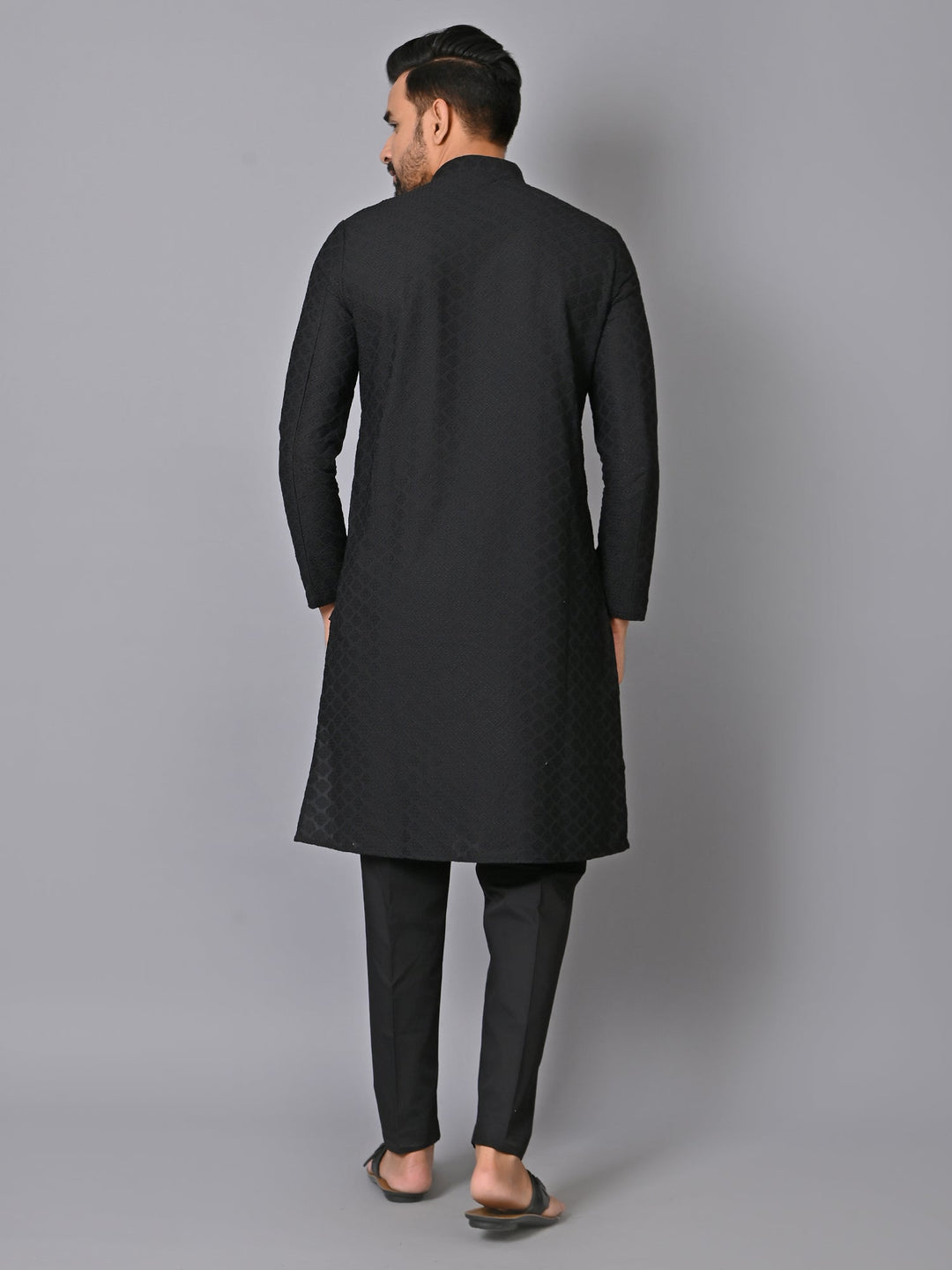 Checked Black Kurta Set