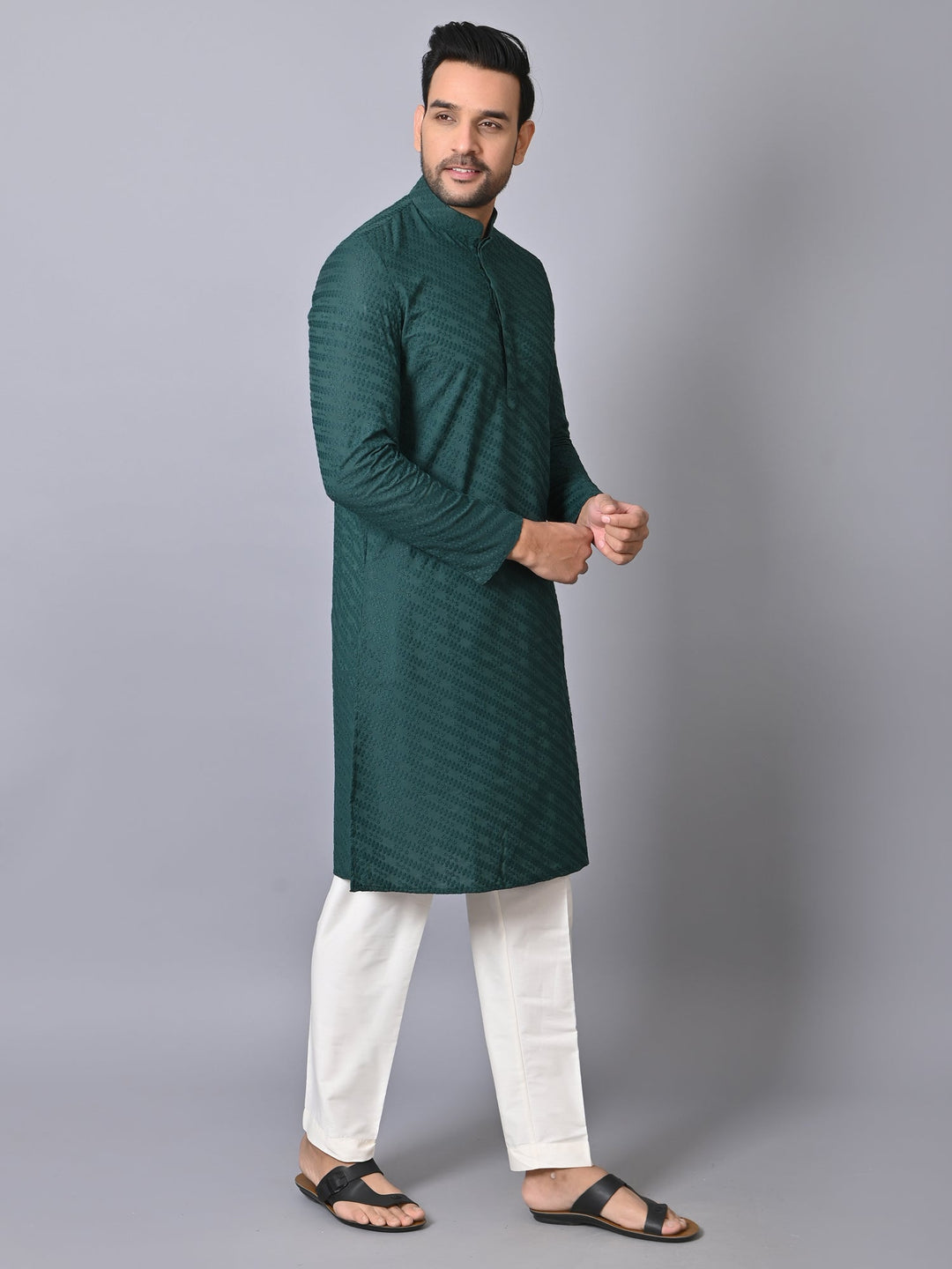 Chikan Green Kurta Set