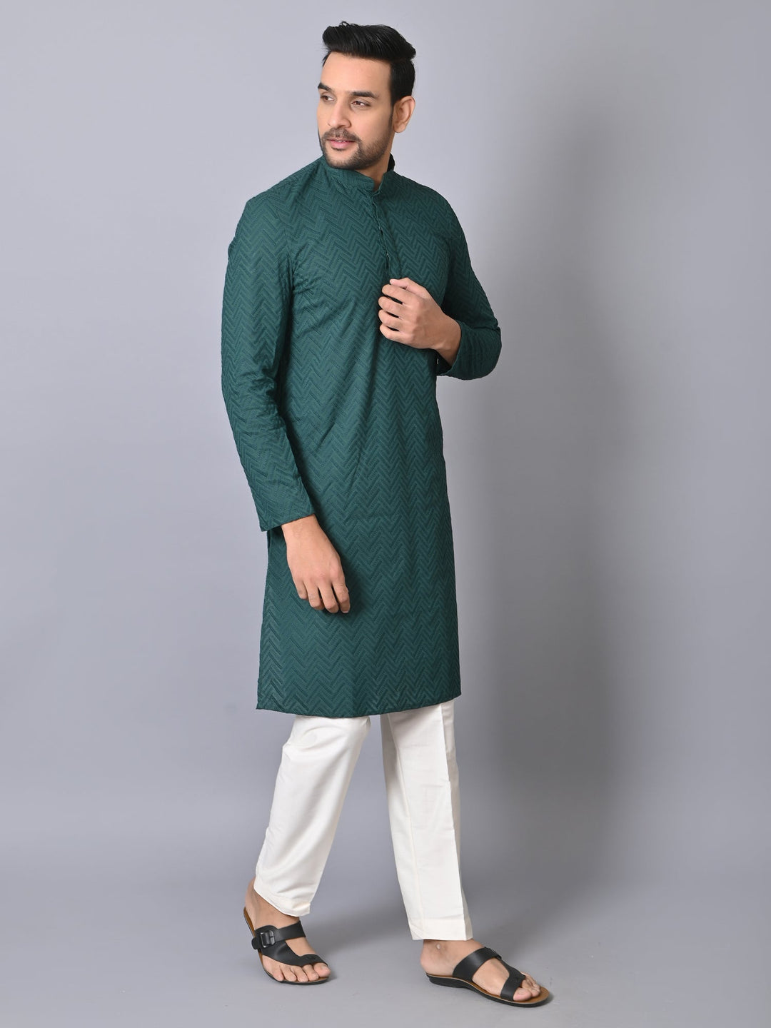 Chikan Green Kurta Set