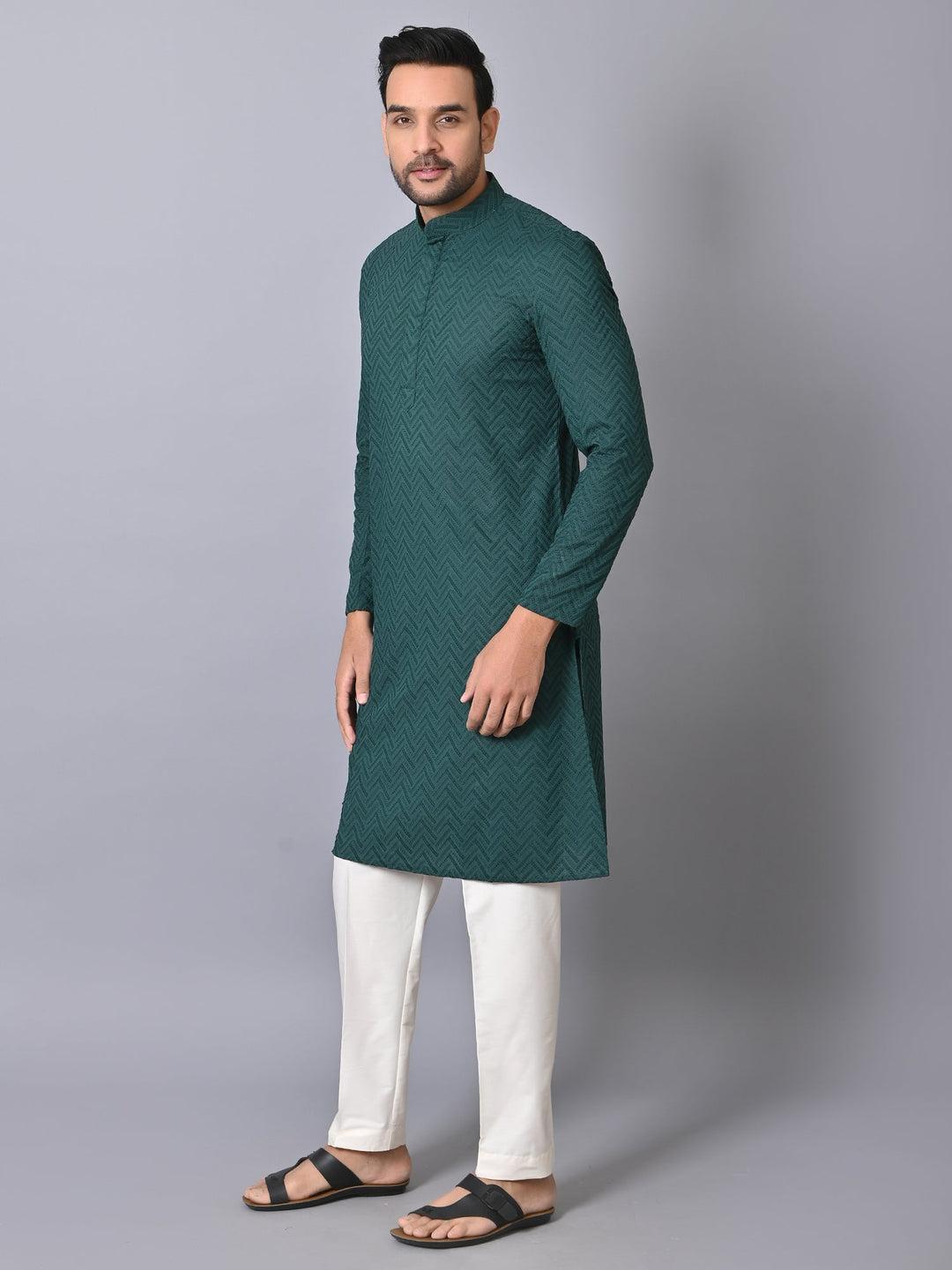 Chikan Green Kurta Set