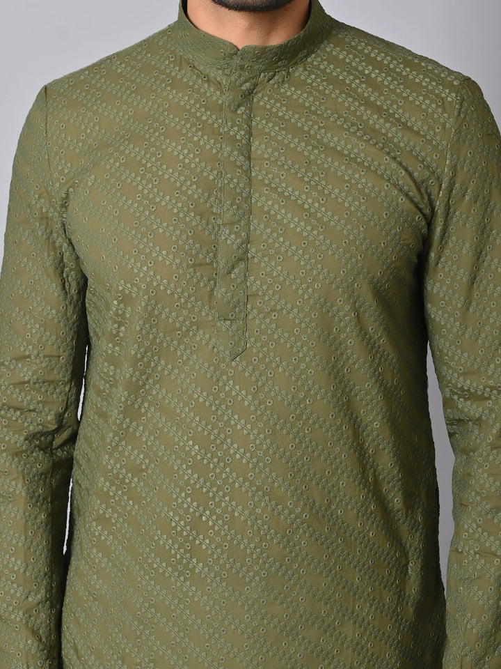 Chikan Green Kurta Set