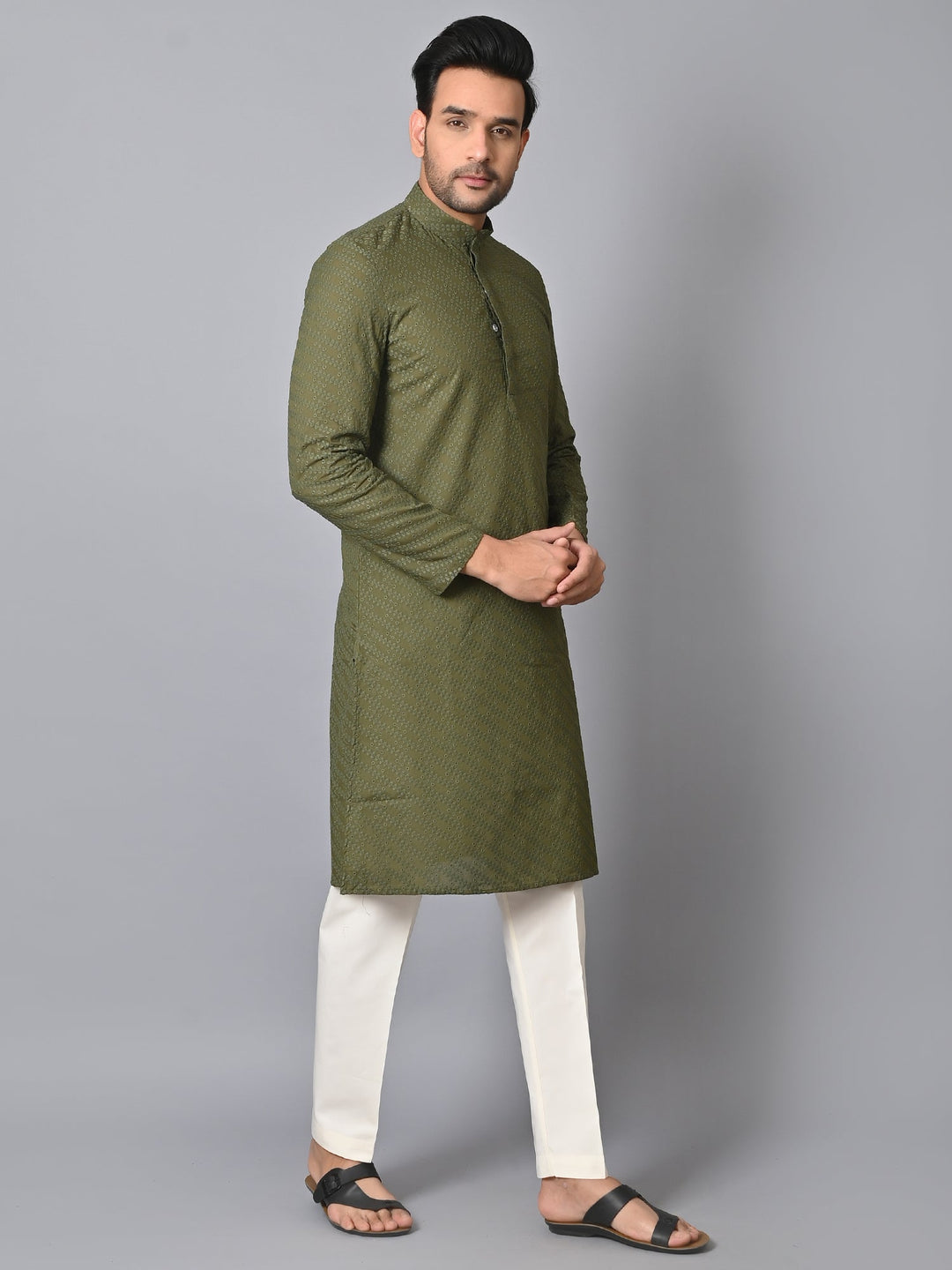 Chikan Green Kurta Set