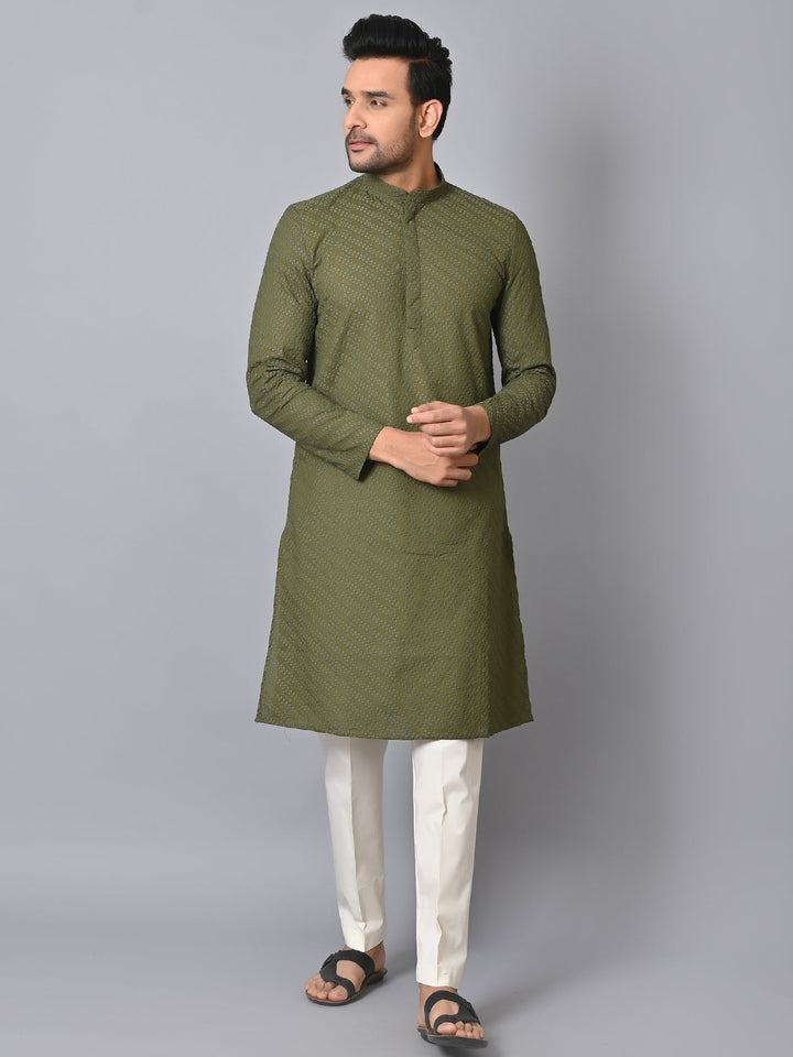 Chikan Green Kurta Set