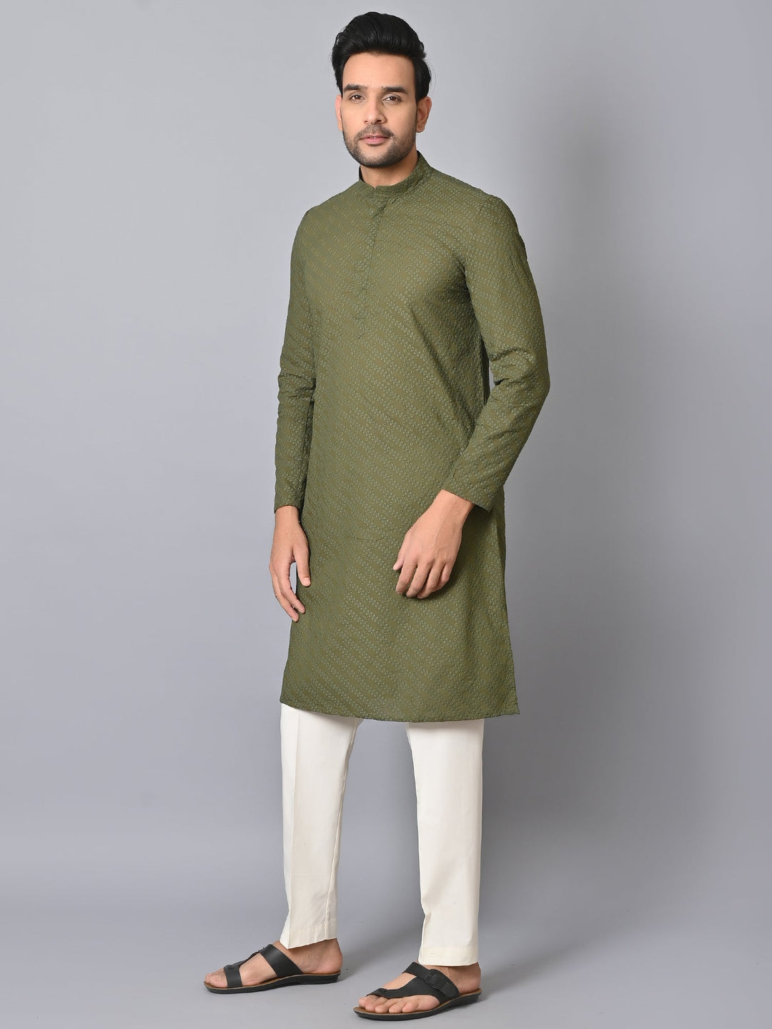 Chikan Green Kurta Set