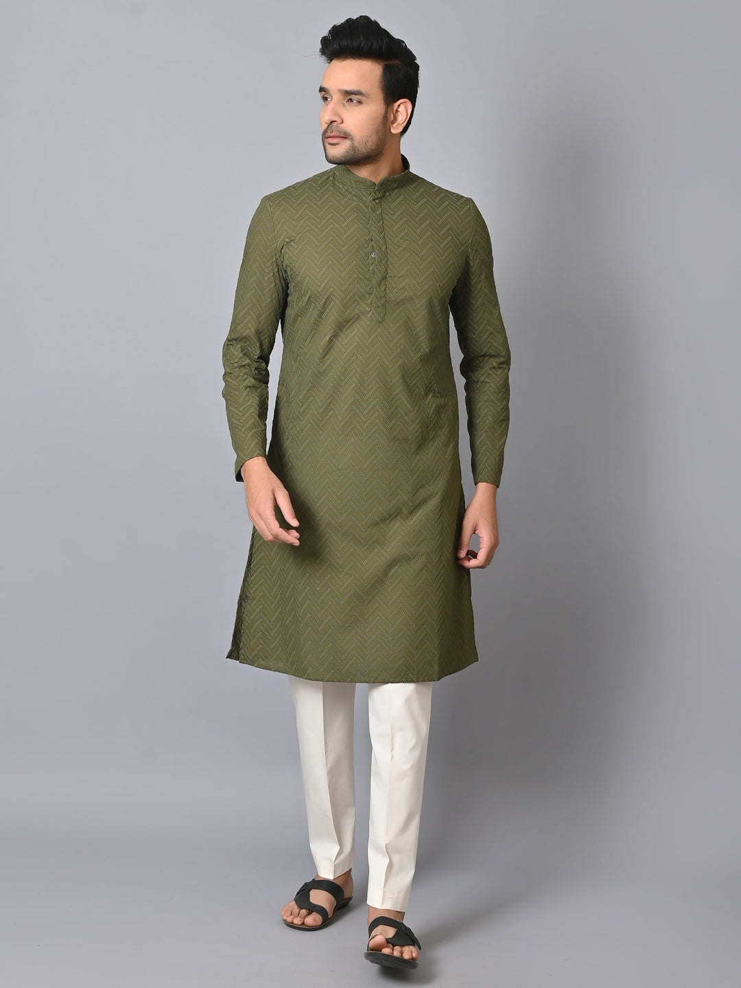 Chikan Green Kurta Set