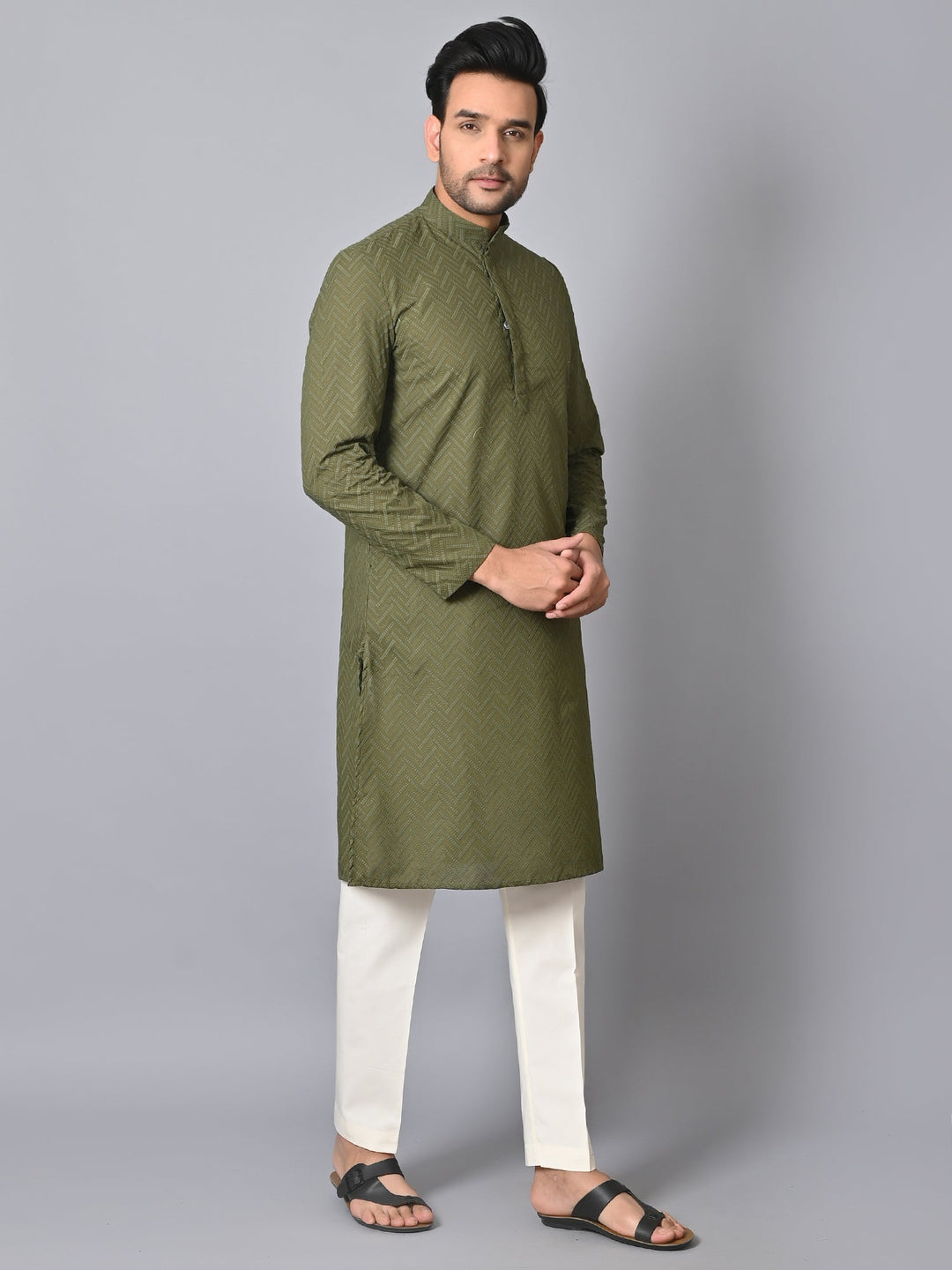 Chikan Green Kurta Set