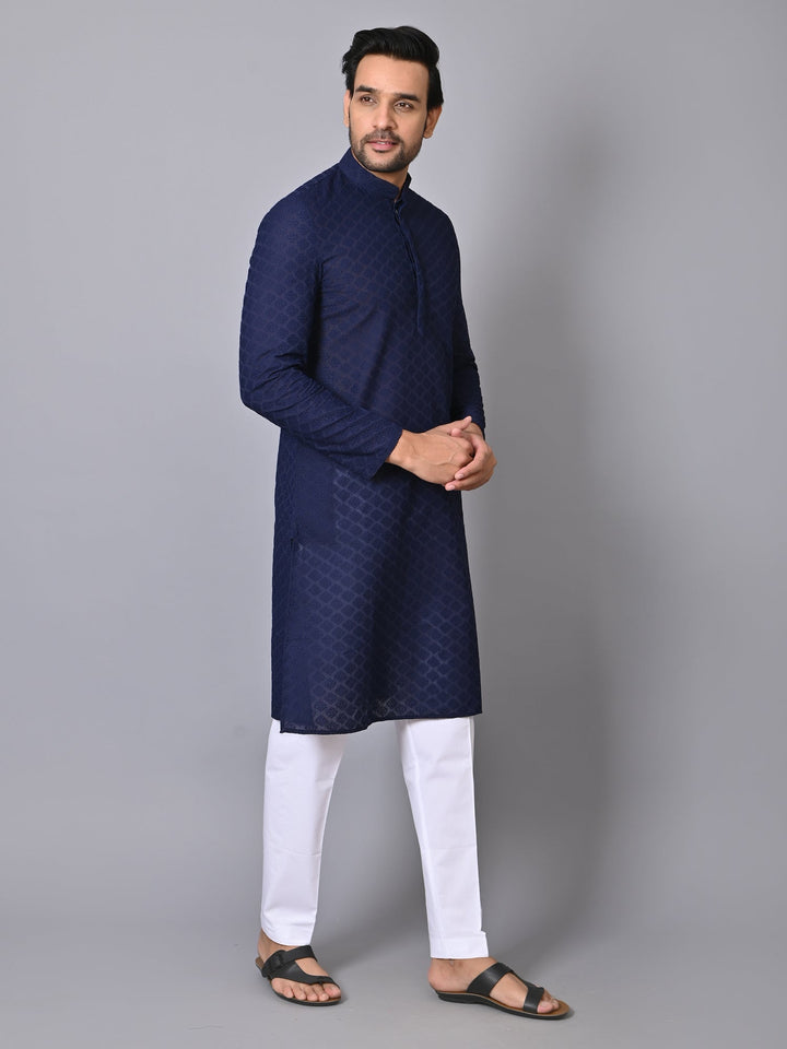 Geometric Navy Blue Kurta Set