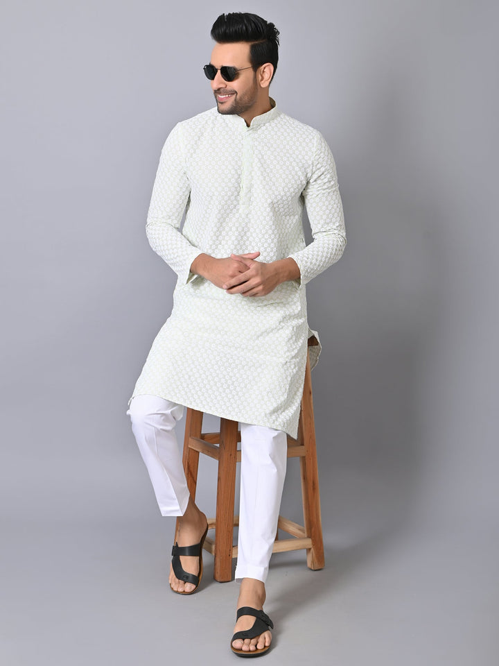 Chikan Green Kurta Set