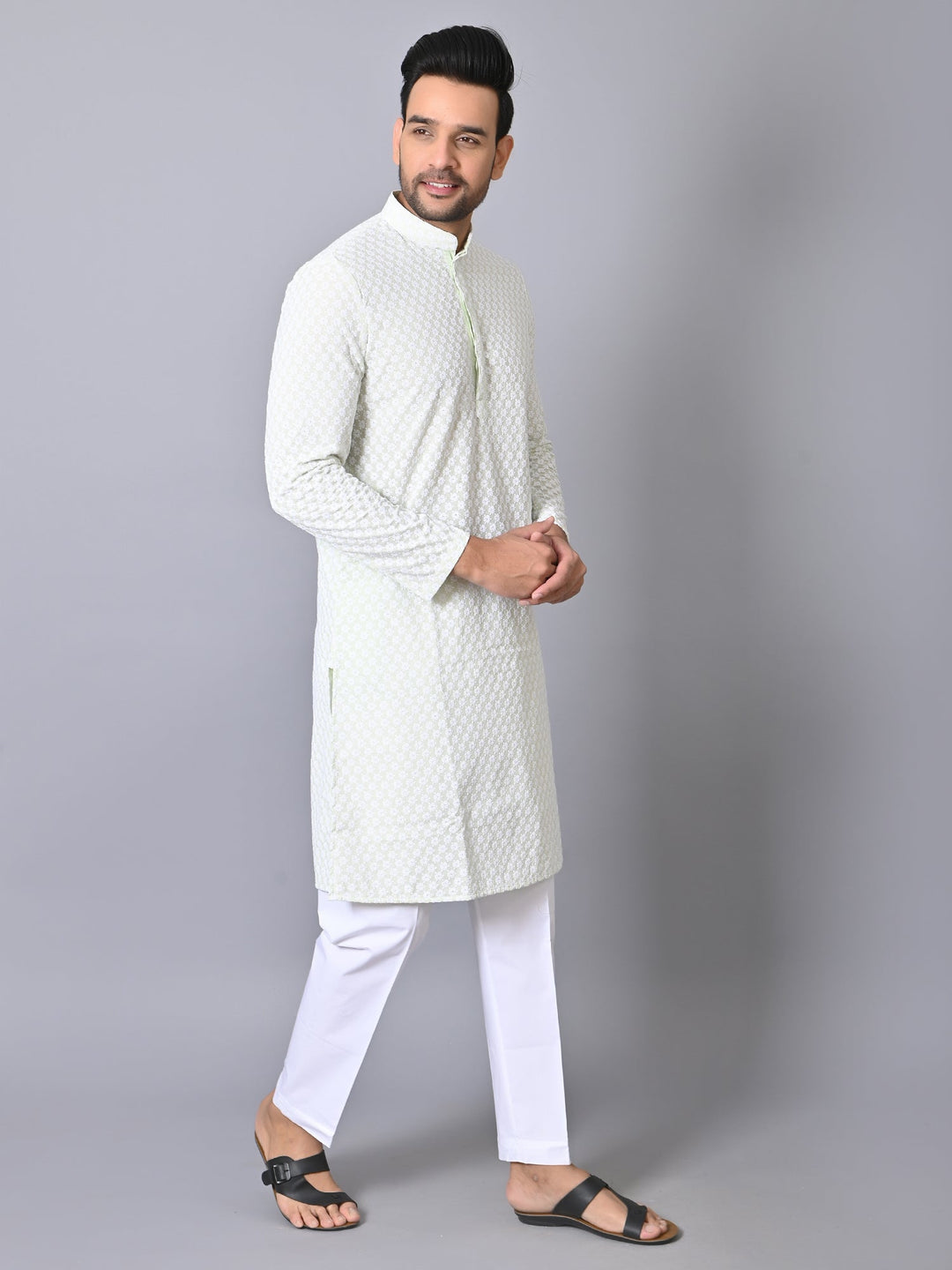 Chikan Green Kurta Set