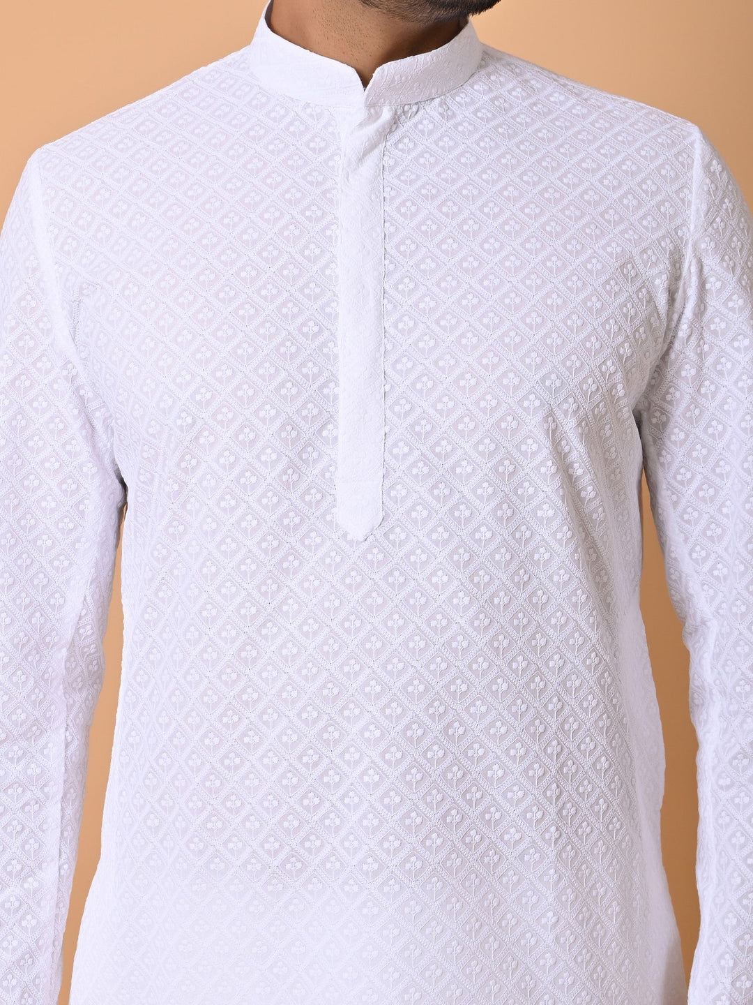 Chikan White Kurta Set