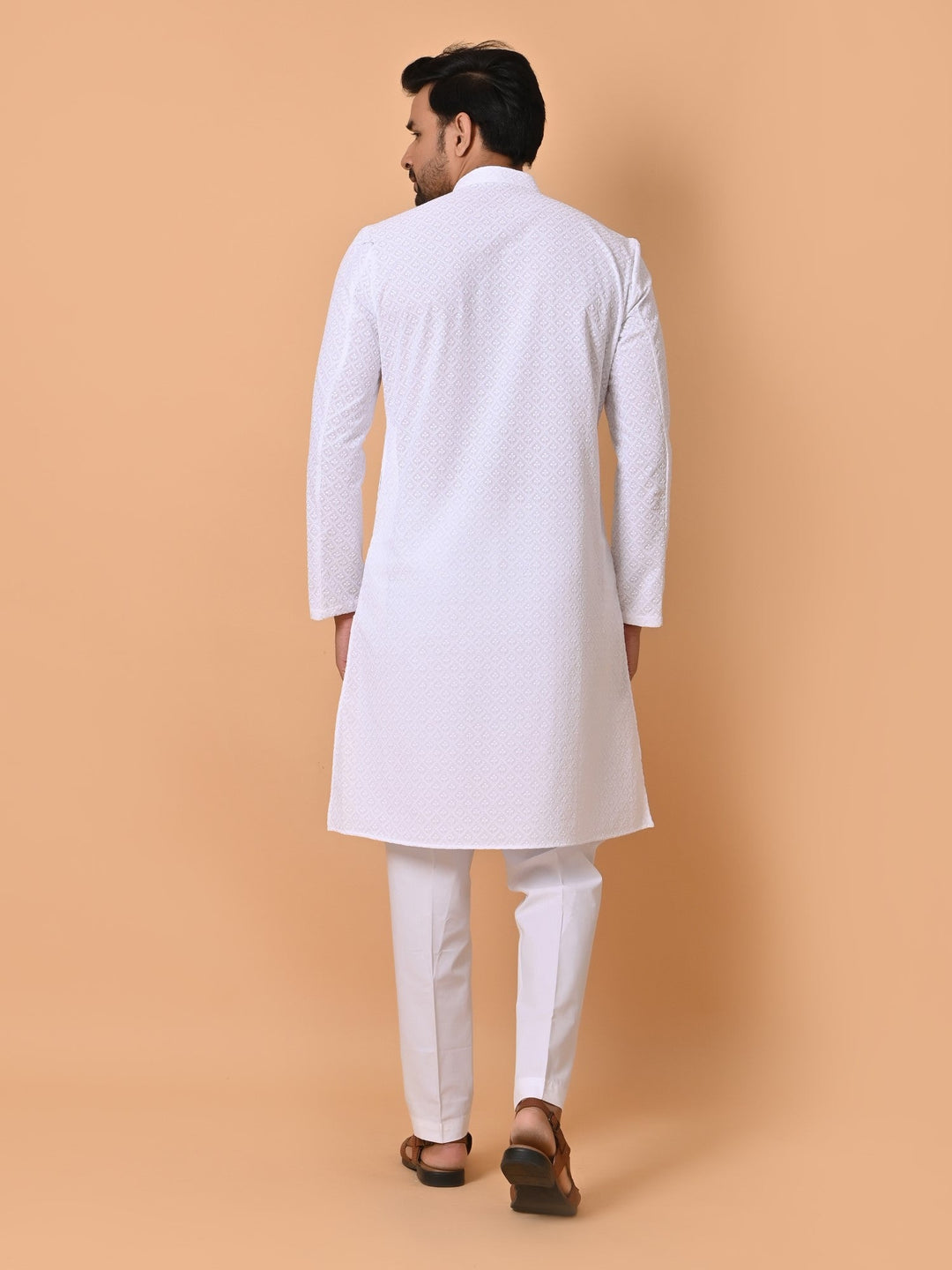 Chikan White Kurta Set