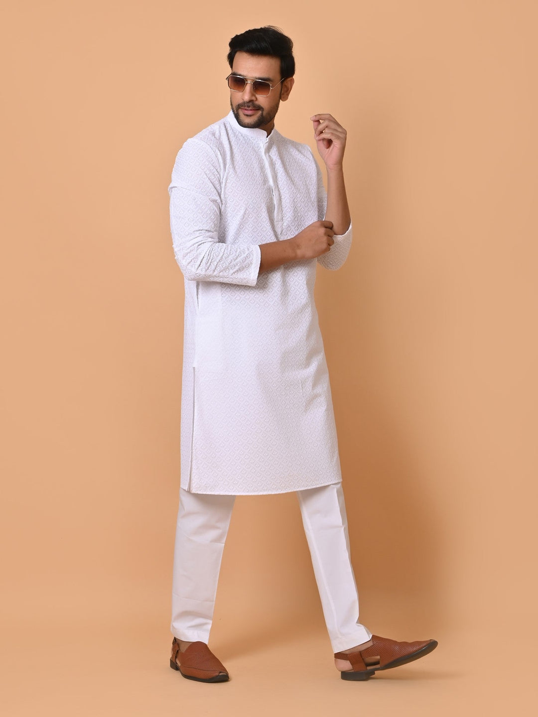 Chikan White Kurta Set